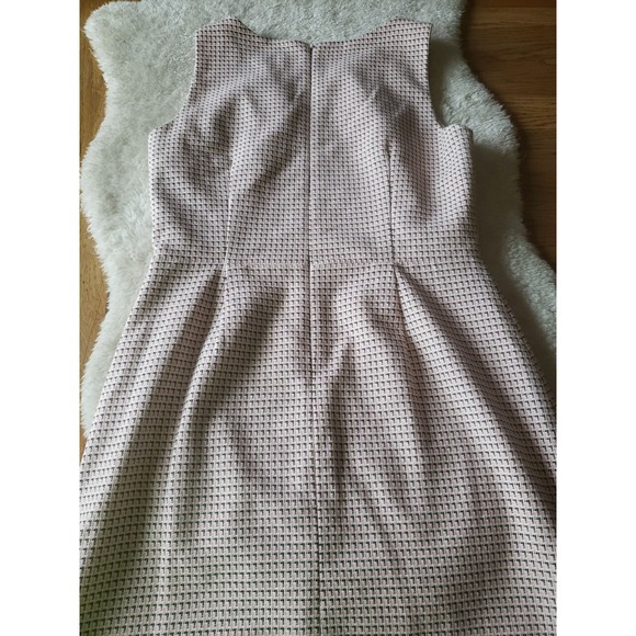 Ann Taylor Loft Sz 4 Tweed Fitted Dress Pink Black Cream Fringe Hem Lined  Zip - Picture 10 of 11